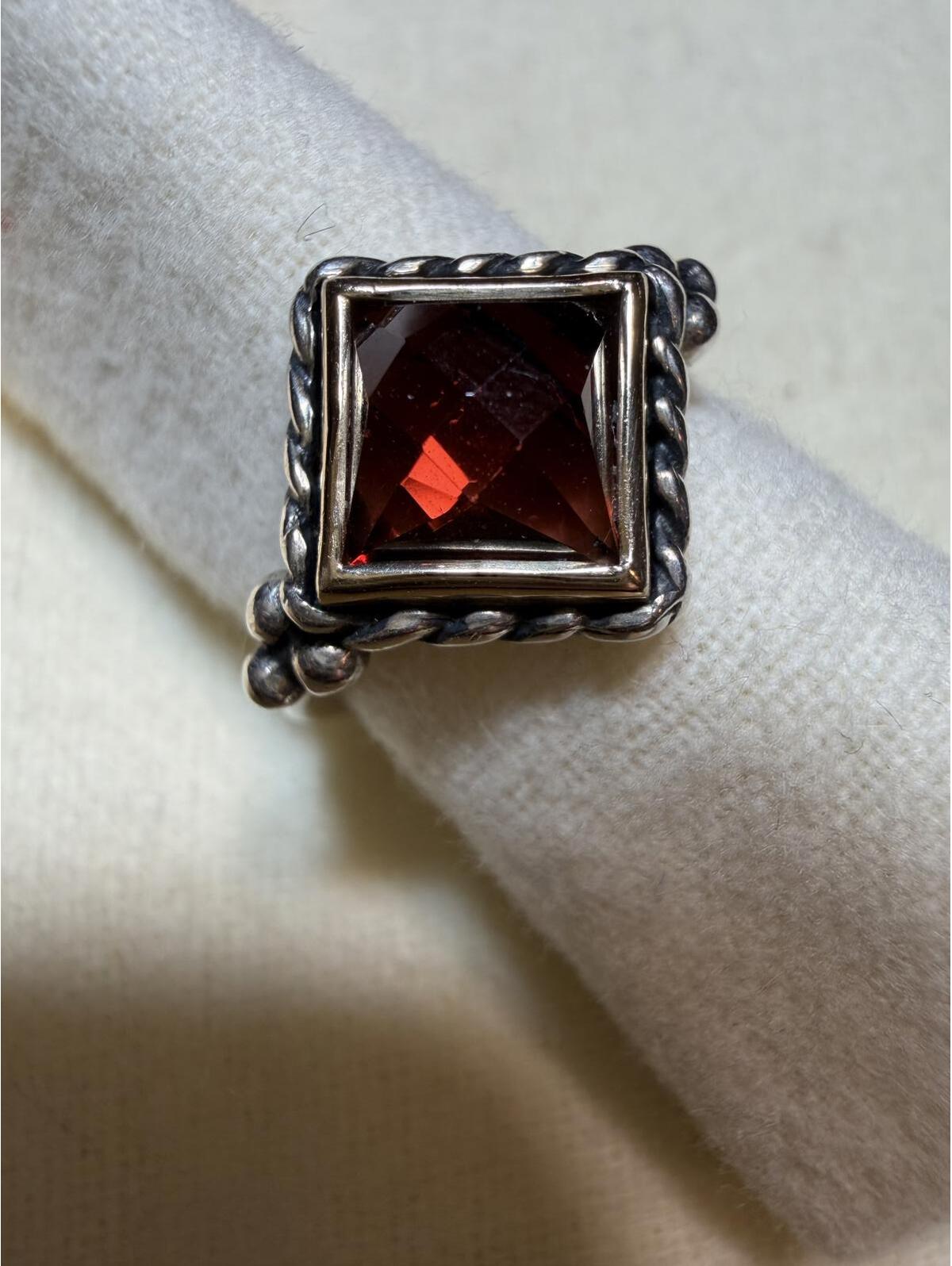 James Avery Retired Alessandra Garnet Ring In 925 Silver And 14k Gold, Size 5